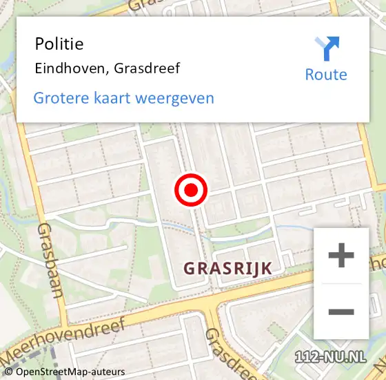 Locatie op kaart van de 112 melding: Politie Eindhoven, Grasdreef op 31 maart 2020 16:59