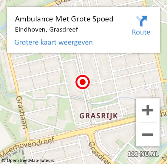Locatie op kaart van de 112 melding: Ambulance Met Grote Spoed Naar Eindhoven, Grasdreef op 31 maart 2020 16:59