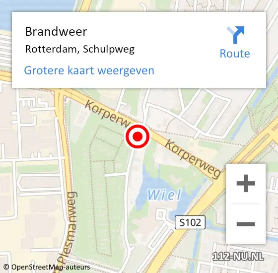 Locatie op kaart van de 112 melding: Brandweer Rotterdam, Schulpweg op 31 maart 2020 17:37