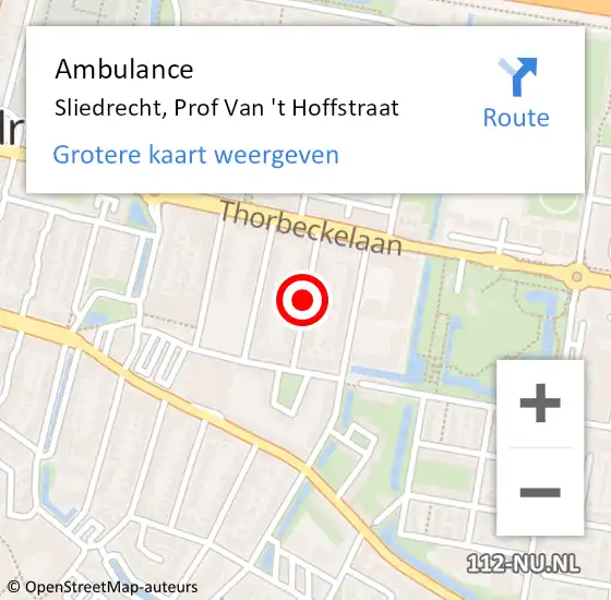 Locatie op kaart van de 112 melding: Ambulance Sliedrecht, Prof Van 't Hoffstraat op 31 maart 2020 17:46