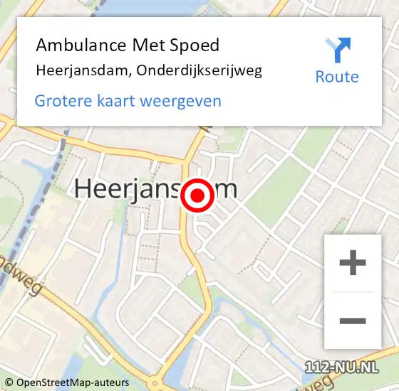 Locatie op kaart van de 112 melding: Ambulance Met Spoed Naar Heerjansdam, Onderdijkserijweg op 31 maart 2020 18:36