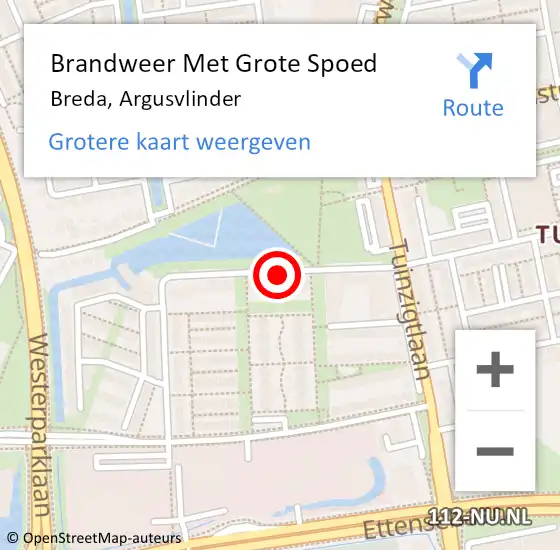 Locatie op kaart van de 112 melding: Brandweer Met Grote Spoed Naar Breda, Argusvlinder op 1 april 2020 01:09