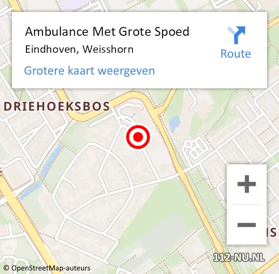 Locatie op kaart van de 112 melding: Ambulance Met Grote Spoed Naar Eindhoven, Weisshorn op 1 april 2020 06:29