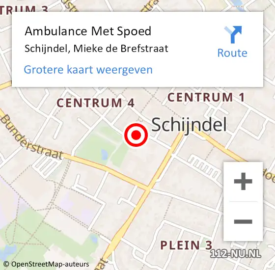 Locatie op kaart van de 112 melding: Ambulance Met Spoed Naar Schijndel, Mieke de Brefstraat op 1 april 2020 06:45