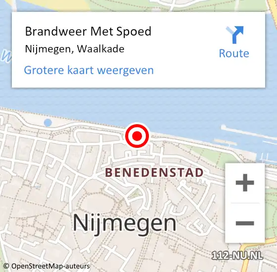 Locatie op kaart van de 112 melding: Brandweer Met Spoed Naar Nijmegen, Waalkade op 1 april 2020 08:19