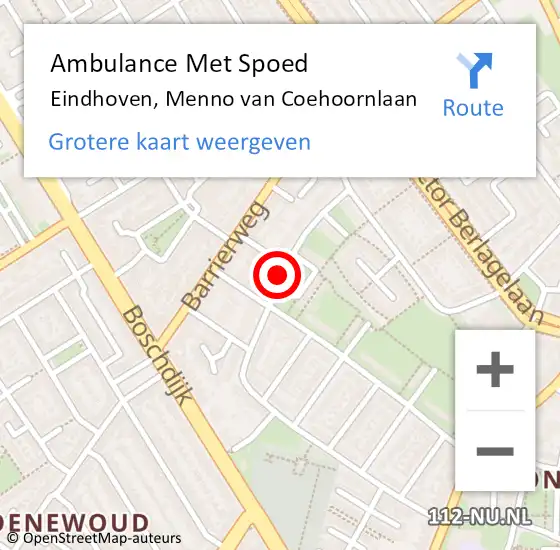 Locatie op kaart van de 112 melding: Ambulance Met Spoed Naar Eindhoven, Menno van Coehoornlaan op 1 april 2020 09:52