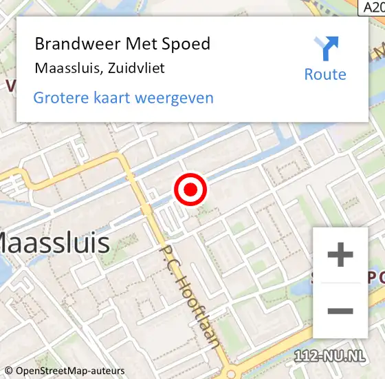 Locatie op kaart van de 112 melding: Brandweer Met Spoed Naar Maassluis, Zuidvliet op 1 april 2020 12:27