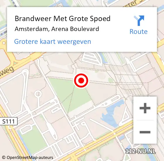 Locatie op kaart van de 112 melding: Brandweer Met Grote Spoed Naar Amsterdam, Arena Boulevard op 1 april 2020 16:01