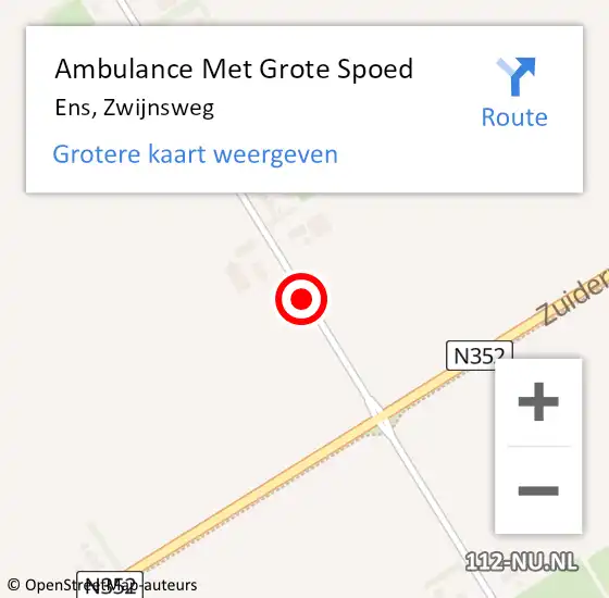 Locatie op kaart van de 112 melding: Ambulance Met Grote Spoed Naar Ens, Zwijnsweg op 1 april 2020 21:20
