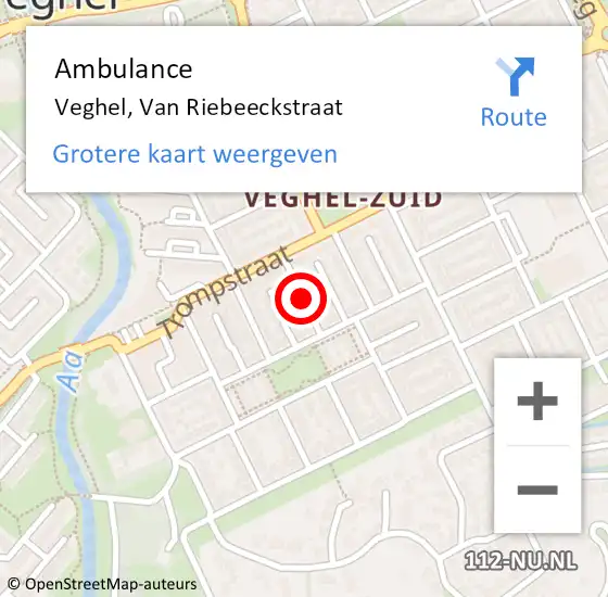 Locatie op kaart van de 112 melding: Ambulance Veghel, Van Riebeeckstraat op 2 april 2020 11:30