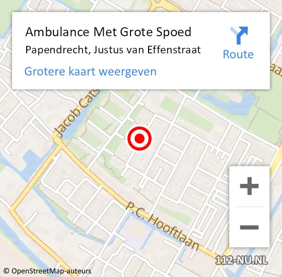Locatie op kaart van de 112 melding: Ambulance Met Grote Spoed Naar Papendrecht, Justus van Effenstraat op 2 april 2020 14:13