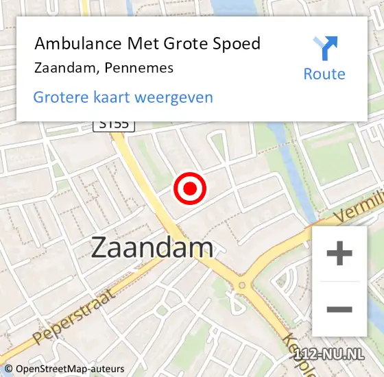 Locatie op kaart van de 112 melding: Ambulance Met Grote Spoed Naar Zaandam, Pennemes op 2 april 2020 14:45