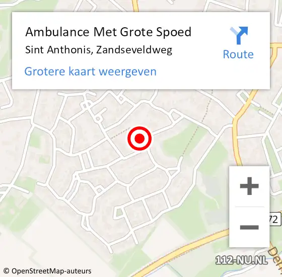 Locatie op kaart van de 112 melding: Ambulance Met Grote Spoed Naar Sint Anthonis, Zandseveldweg op 2 april 2020 16:36