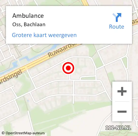 Locatie op kaart van de 112 melding: Ambulance Oss, Bachlaan op 2 april 2020 16:46