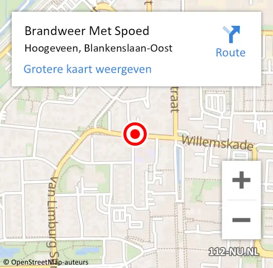 Locatie op kaart van de 112 melding: Brandweer Met Spoed Naar Hoogeveen, Blankenslaan-Oost op 2 april 2020 16:52