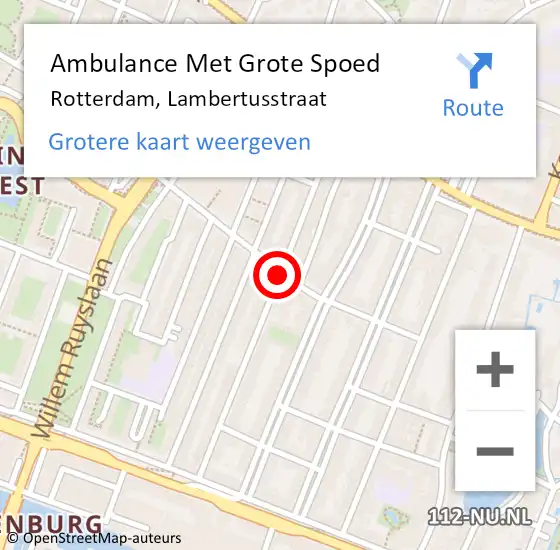 Locatie op kaart van de 112 melding: Ambulance Met Grote Spoed Naar Rotterdam, Lambertusstraat op 3 april 2020 00:14