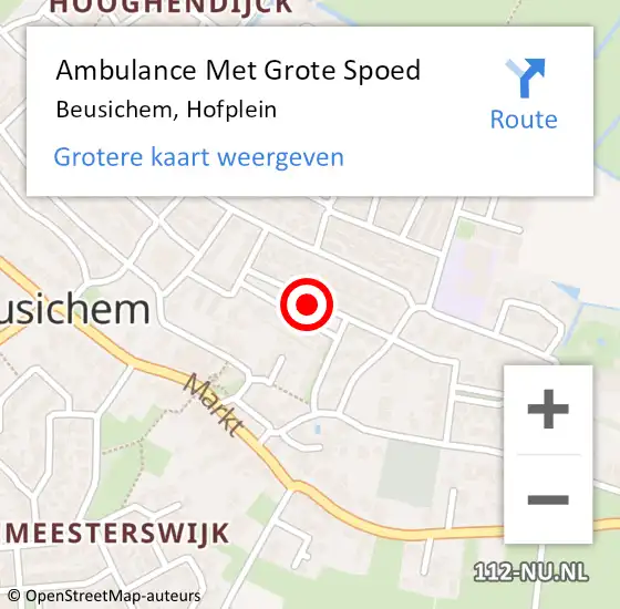 Locatie op kaart van de 112 melding: Ambulance Met Grote Spoed Naar Beusichem, Hofplein op 3 april 2020 01:18