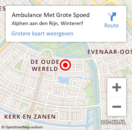Locatie op kaart van de 112 melding: Ambulance Met Grote Spoed Naar Alphen aan den Rijn, Wintererf op 3 april 2020 08:27