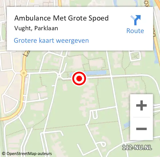 Locatie op kaart van de 112 melding: Ambulance Met Grote Spoed Naar Vught, Parklaan op 3 april 2020 10:15
