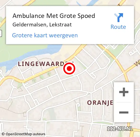 Locatie op kaart van de 112 melding: Ambulance Met Grote Spoed Naar Geldermalsen, Lekstraat op 3 april 2020 13:31
