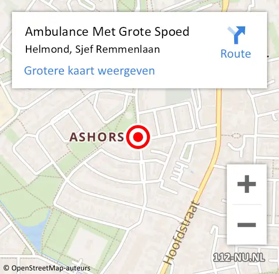 Locatie op kaart van de 112 melding: Ambulance Met Grote Spoed Naar Helmond, Sjef Remmenlaan op 3 april 2020 13:42