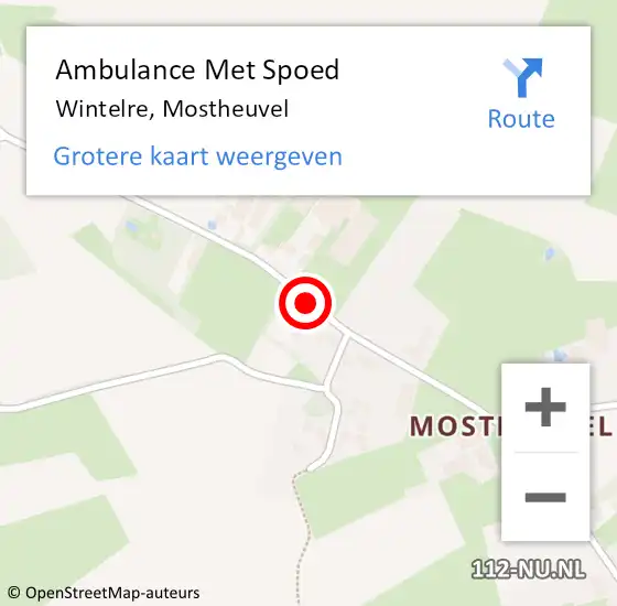 Locatie op kaart van de 112 melding: Ambulance Met Spoed Naar Wintelre, Mostheuvel op 3 april 2020 14:32