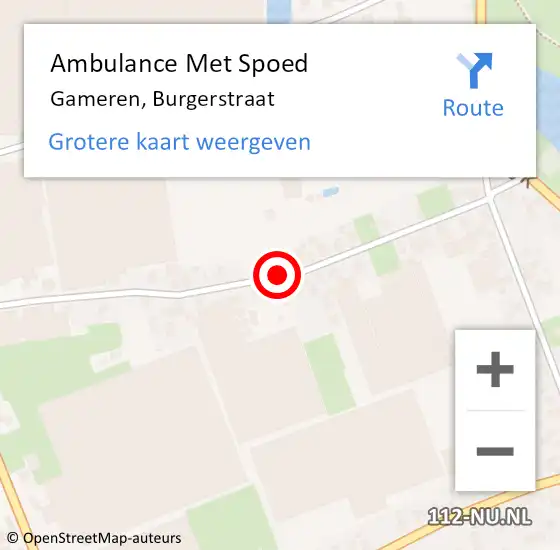 Locatie op kaart van de 112 melding: Ambulance Met Spoed Naar Gameren, Burgerstraat op 3 april 2020 16:24