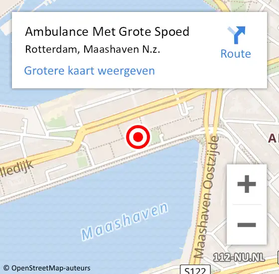 Locatie op kaart van de 112 melding: Ambulance Met Grote Spoed Naar Rotterdam, Maashaven N.z. op 3 april 2020 19:38