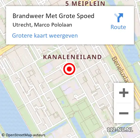 Locatie op kaart van de 112 melding: Brandweer Met Grote Spoed Naar Utrecht, Marco Pololaan op 4 april 2020 03:39