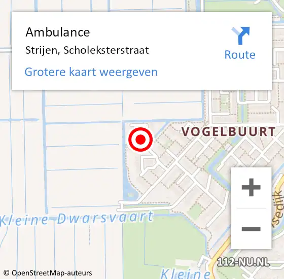 Locatie op kaart van de 112 melding: Ambulance Strijen, Scholeksterstraat op 4 april 2020 15:08