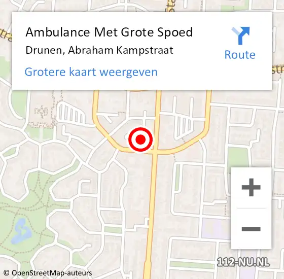 Locatie op kaart van de 112 melding: Ambulance Met Grote Spoed Naar Drunen, Abraham Kampstraat op 4 april 2020 15:10