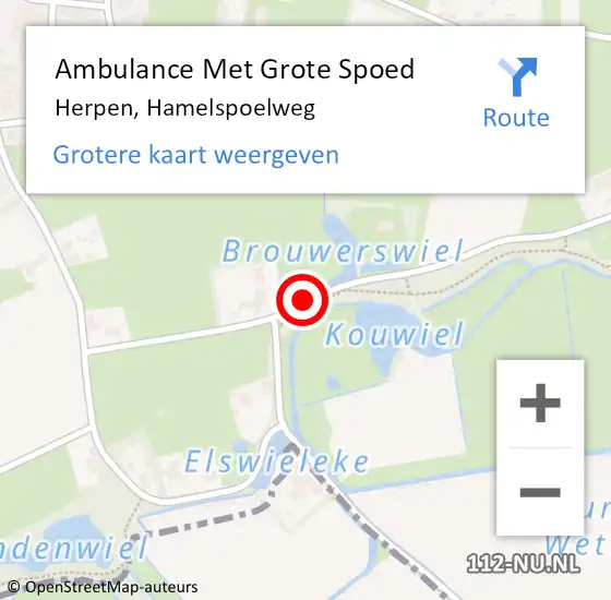 Locatie op kaart van de 112 melding: Ambulance Met Grote Spoed Naar Herpen, Hamelspoelweg op 4 april 2020 15:58