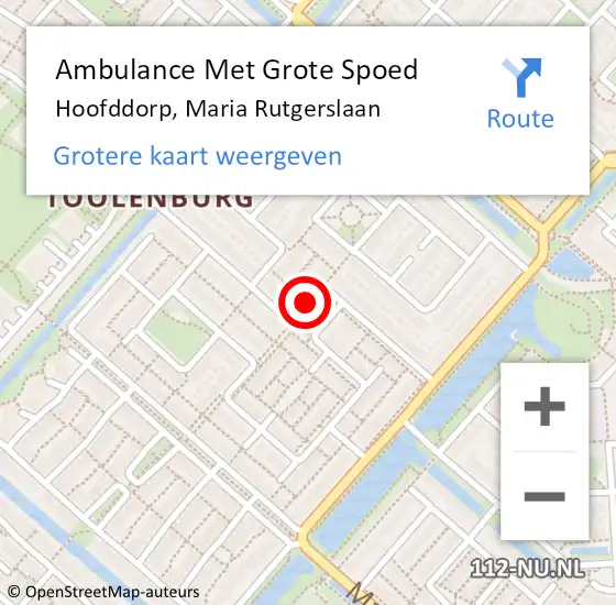 Locatie op kaart van de 112 melding: Ambulance Met Grote Spoed Naar Hoofddorp, Maria Rutgerslaan op 4 april 2020 17:09