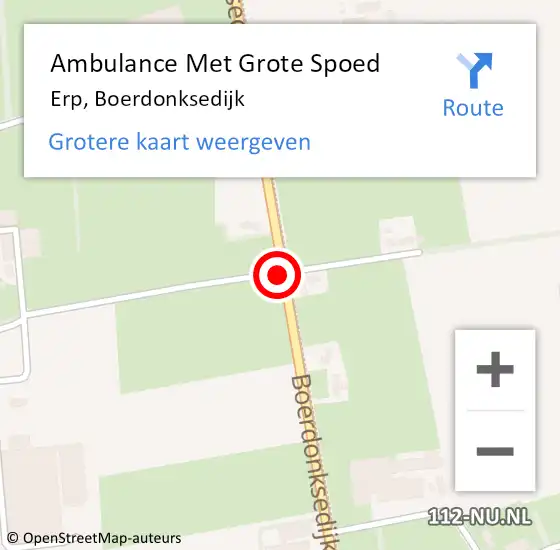 Locatie op kaart van de 112 melding: Ambulance Met Grote Spoed Naar Erp, Boerdonksedijk op 4 april 2020 18:23
