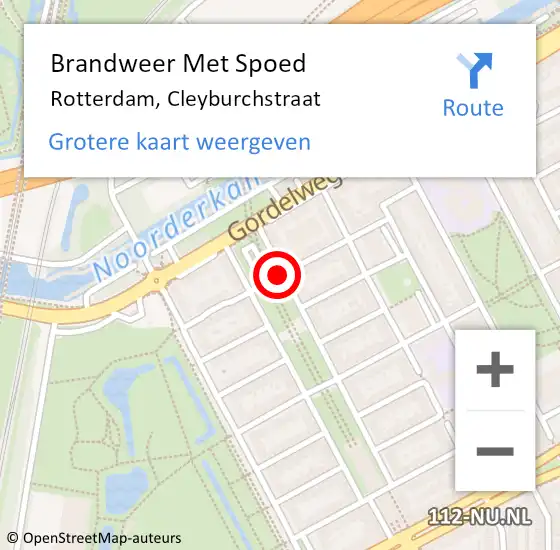 Locatie op kaart van de 112 melding: Brandweer Met Spoed Naar Rotterdam, Cleyburchstraat op 4 april 2020 19:15