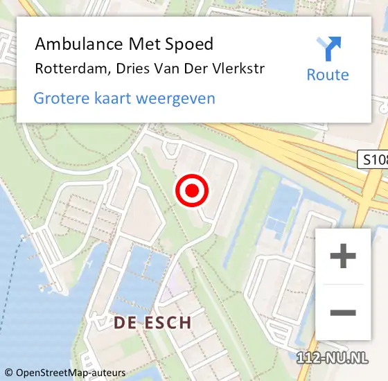 Locatie op kaart van de 112 melding: Ambulance Met Spoed Naar Rotterdam, Dries Van Der Vlerkstr op 4 april 2020 21:01