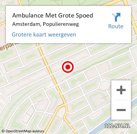 Locatie op kaart van de 112 melding: Ambulance Met Grote Spoed Naar Amsterdam, Populierenweg op 4 april 2020 21:14