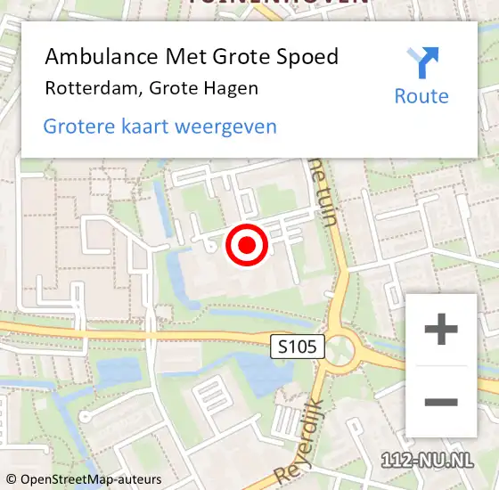 Locatie op kaart van de 112 melding: Ambulance Met Grote Spoed Naar Rotterdam, Grote Hagen op 4 april 2020 21:27