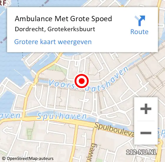 Locatie op kaart van de 112 melding: Ambulance Met Grote Spoed Naar Dordrecht, Grotekerksbuurt op 4 april 2020 22:40
