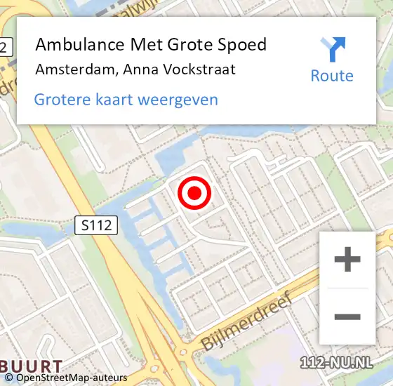 Locatie op kaart van de 112 melding: Ambulance Met Grote Spoed Naar Amsterdam, Anna Vockstraat op 5 april 2020 04:46