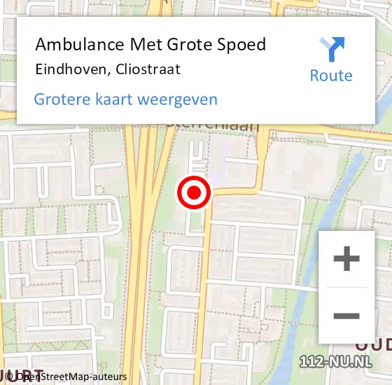 Locatie op kaart van de 112 melding: Ambulance Met Grote Spoed Naar Eindhoven, Cliostraat op 5 april 2020 07:58