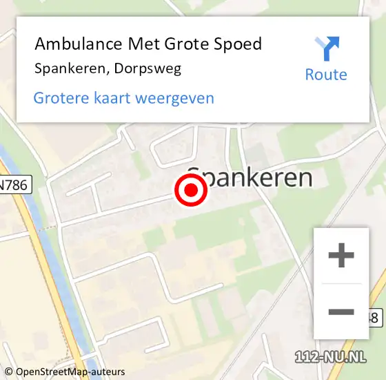 Locatie op kaart van de 112 melding: Ambulance Met Grote Spoed Naar Spankeren, Dorpsweg op 5 april 2020 10:36