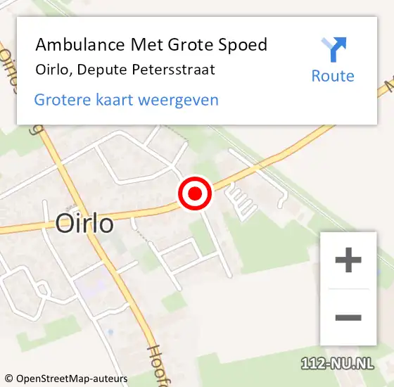 Locatie op kaart van de 112 melding: Ambulance Met Grote Spoed Naar Oirlo, Depute Petersstraat op 5 april 2020 12:35