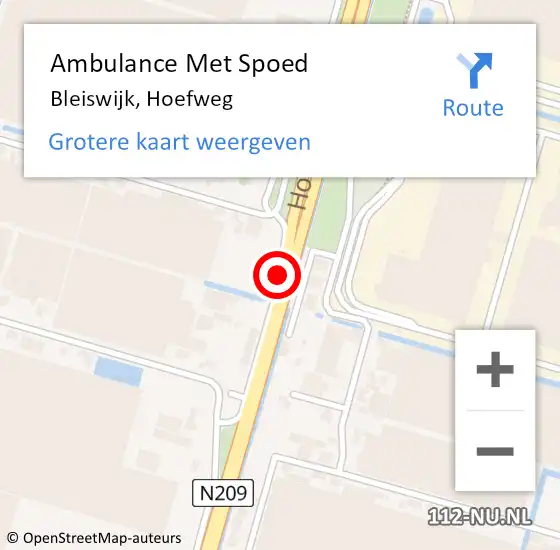 Locatie op kaart van de 112 melding: Ambulance Met Spoed Naar Bleiswijk, Hoefweg op 5 april 2020 14:36