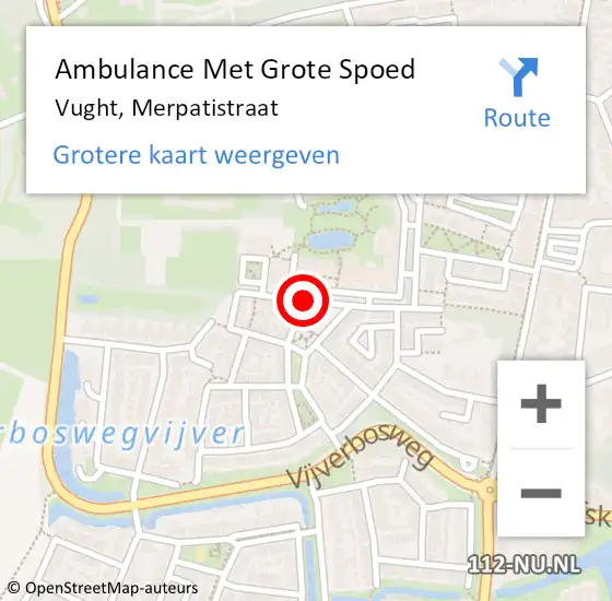 Locatie op kaart van de 112 melding: Ambulance Met Grote Spoed Naar Vught, Merpatistraat op 5 april 2020 17:09