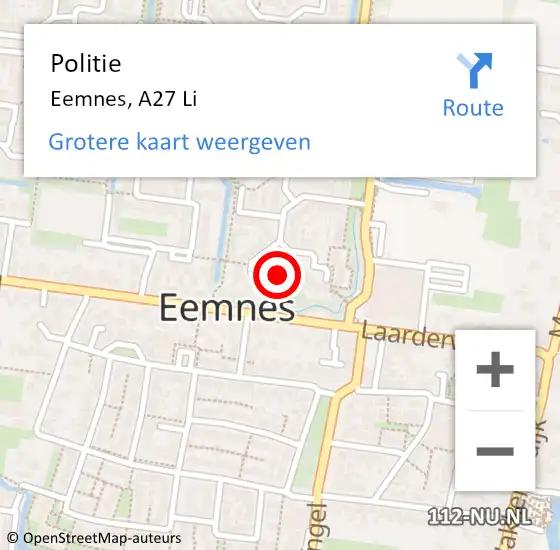 Locatie op kaart van de 112 melding: Politie Eemnes, A27 Li op 5 april 2020 17:32