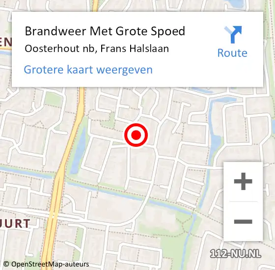 Locatie op kaart van de 112 melding: Brandweer Met Grote Spoed Naar Oosterhout nb, Frans Halslaan op 5 april 2020 18:11