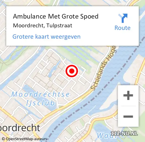 Locatie op kaart van de 112 melding: Ambulance Met Grote Spoed Naar Moordrecht, Tulpstraat op 5 april 2020 18:46