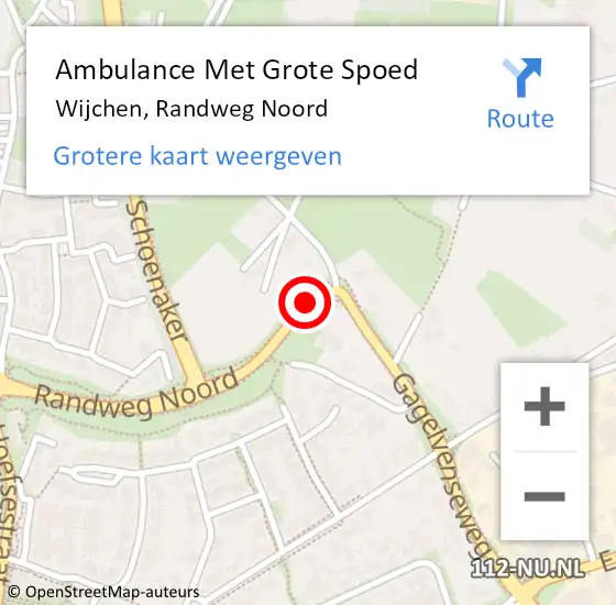 Locatie op kaart van de 112 melding: Ambulance Met Grote Spoed Naar Wijchen, Randweg Noord op 5 april 2020 18:51