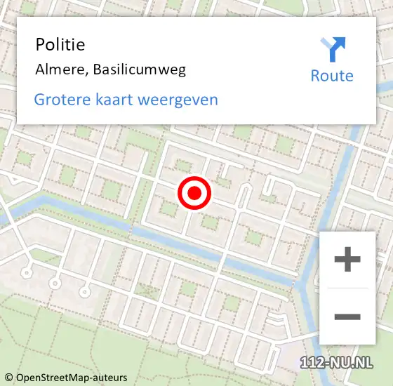 Locatie op kaart van de 112 melding: Politie Almere, Basilicumweg op 5 april 2020 18:56